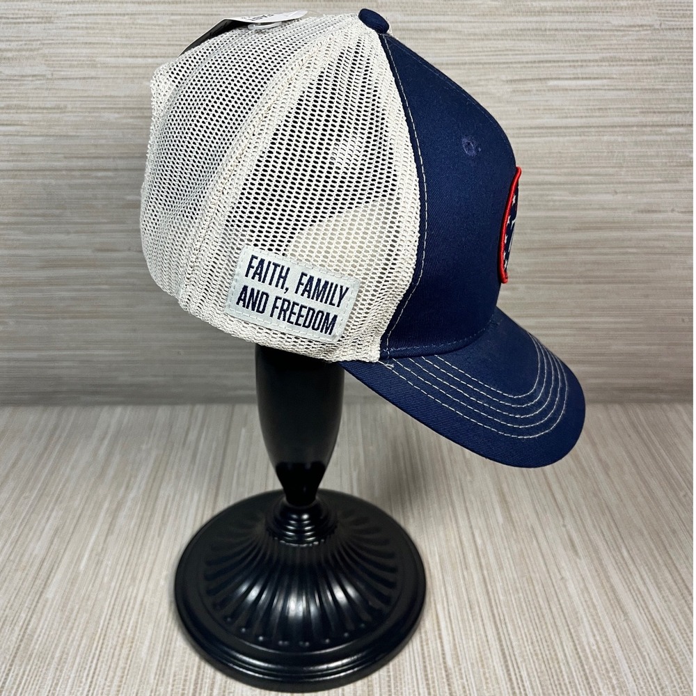Hold Fast Mens 76 2 Cor 3:17 Patriotic Christian Snapback Trucker Hat Navy Faith - Picture 4 of 9
